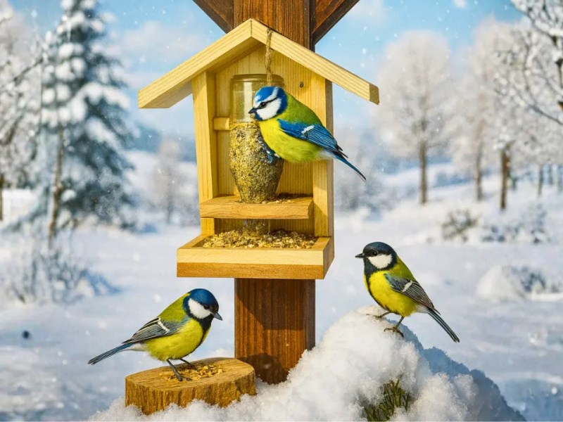 DIY: Vogelfutterhaus aus altem Regal – mit&nbsp;Futtersilo