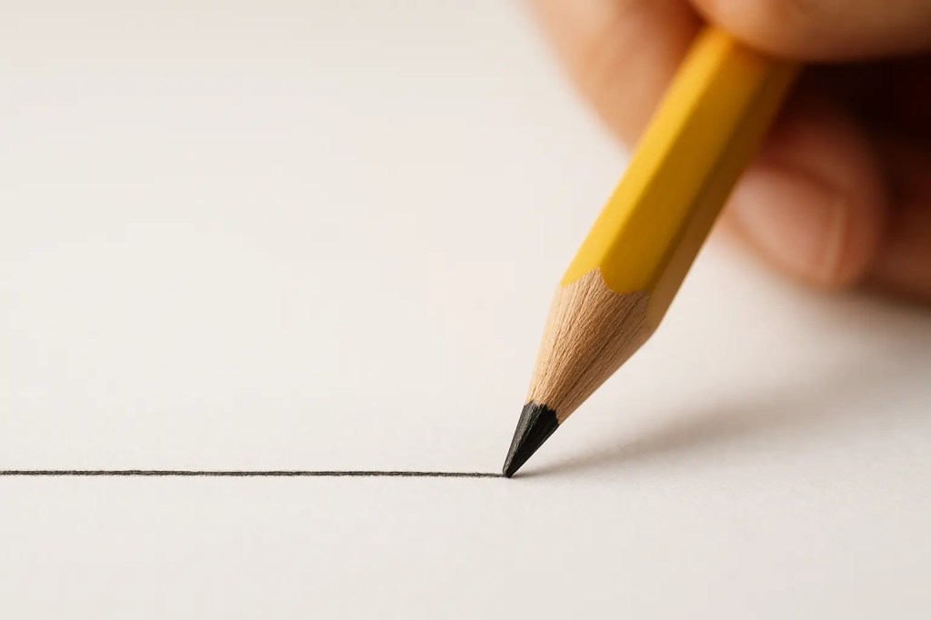 Ein Stift, ein Strich, eine Hand