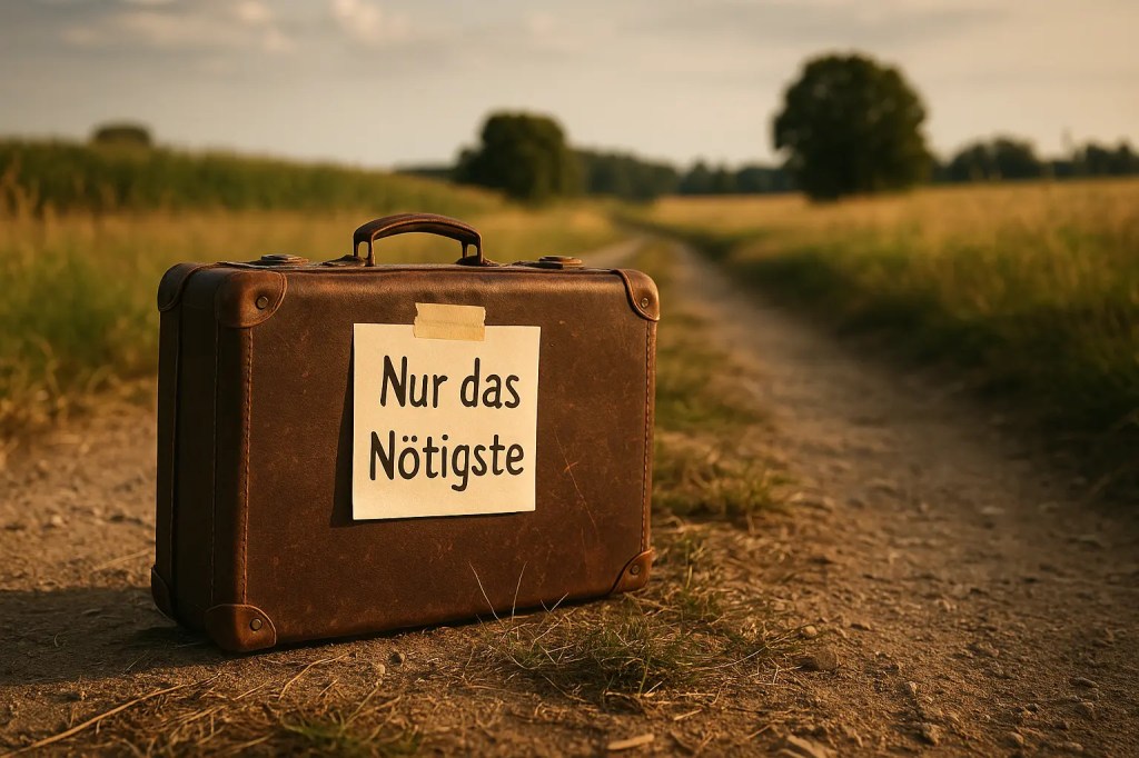 Koffer auf einem Feldweg