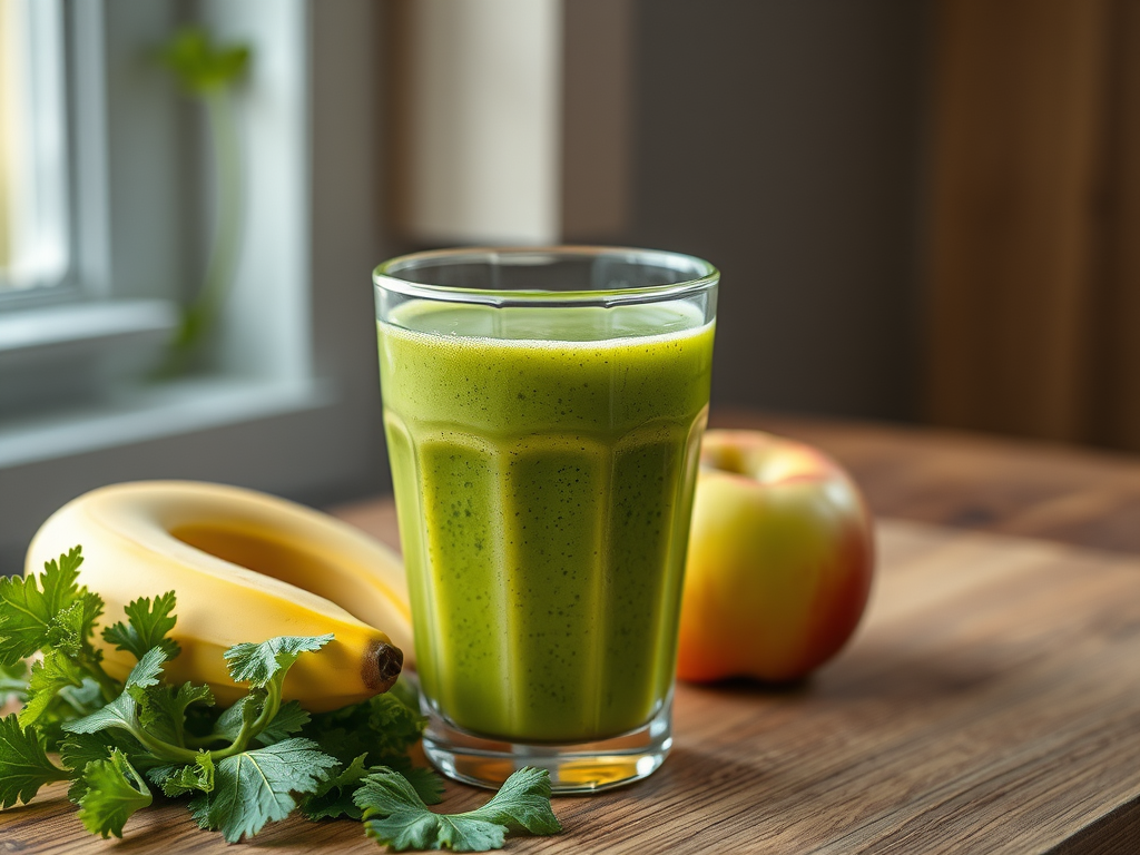 Nachhaltiger Brennnessel-Smoothie mit Obst.