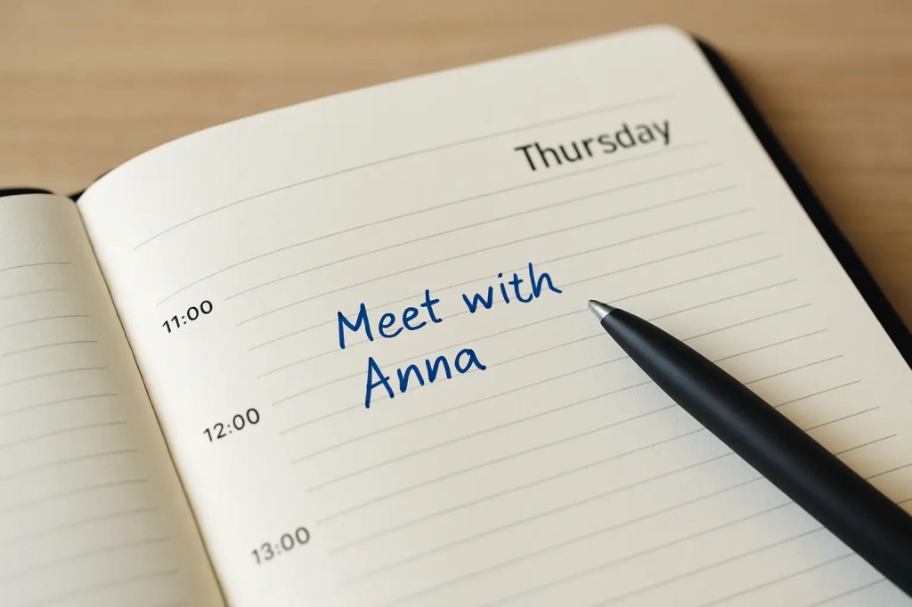 Terminkalender mit eingetragenem Termin