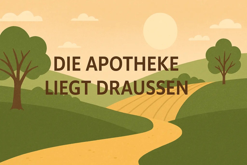 Die Apotheke liegt draußen.